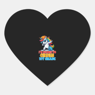 Pegatina En Forma De Corazón 1er grado Dabbing Unicorn Estoy listo para aplasta
