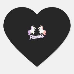 Pegatina En Forma De Corazón 2 Unicornios beben camisas de té y los mejores ami