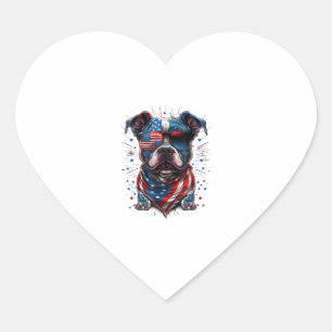 Pegatina En Forma De Corazón 4 de julio Patriótico Staffordshire Bull Terrier D