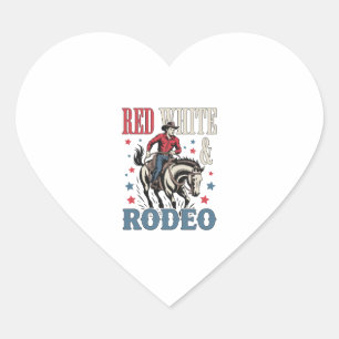 Pegatina En Forma De Corazón 4 de julio Rodeo Cowboy