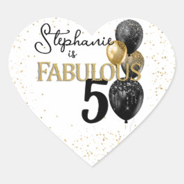 Pegatina En Forma De Corazón 50 y fabuloso Pegatina del corazón del glam oro ne
