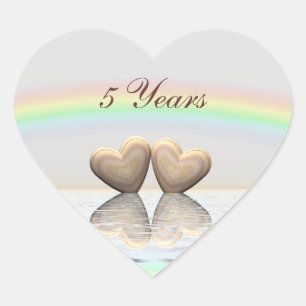 Pegatina En Forma De Corazón 5.º aniversario Corazones de madera