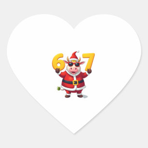 Pegatina En Forma De Corazón 67 Unicornio de Navidad 6 7 Meme para niñas niños