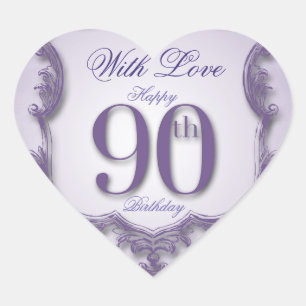 Pegatina En Forma De Corazón 90.o pegatina del corazón del cumpleaños del