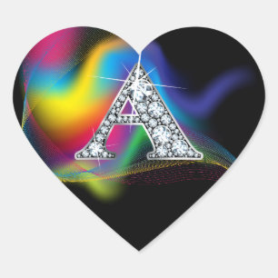 Pegatina En Forma De Corazón "A" Sonido de diamantes en Pegatina cardíaco de re