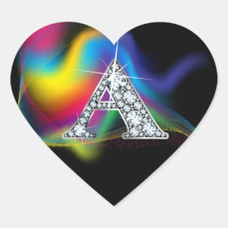 Pegatina En Forma De Corazón "A" Sonido de diamantes en Pegatina cardíaco de re