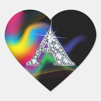 Pegatina En Forma De Corazón "A" Sonido de diamantes en Pegatina cardíaco de re