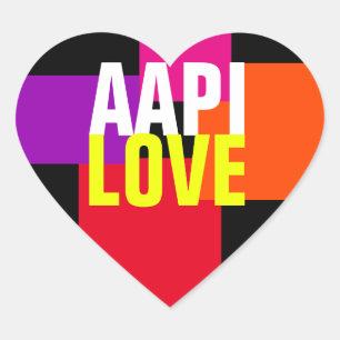 Pegatina En Forma De Corazón aapi Love Typography Heart Pegatinas