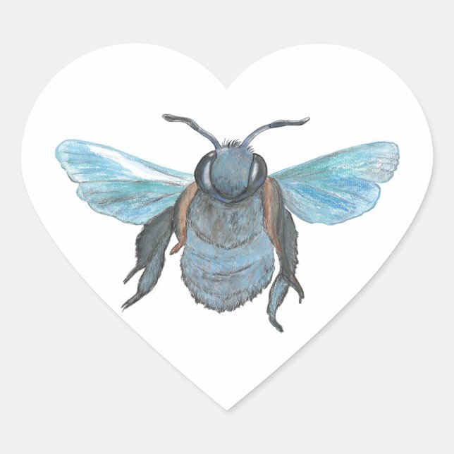 Pegatina En Forma De Corazón Abeja Carpintera Salvaje Vuela (Anverso)