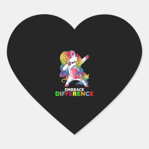 Pegatina En Forma De Corazón Abraza la Diferencia Unicornio Conciencia del Auti