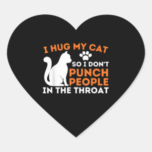Pegatina En Forma De Corazón Abrazo a mi gato para no golpear a la gente con ga