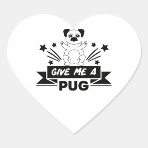 Pegatina En Forma De Corazón Abrazo de Pug Mamá de Cachorro Papá Perro Fur Mama