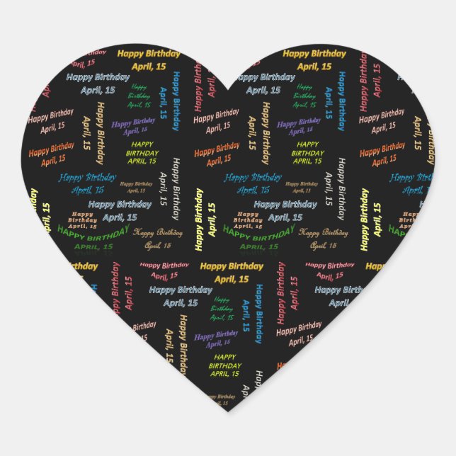 Pegatina En Forma De Corazón Abril, 15 Pegatina de cumpleaños (Anverso)
