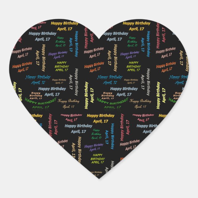 Pegatina En Forma De Corazón Abril, 17 Pegatina de cumpleaños (Anverso)