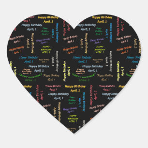 Pegatina En Forma De Corazón Abril, 1 Pegatina de cumpleaños