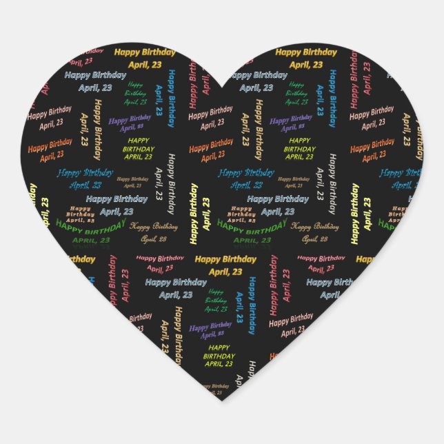 Pegatina En Forma De Corazón Abril, 23 Pegatina de cumpleaños (Anverso)
