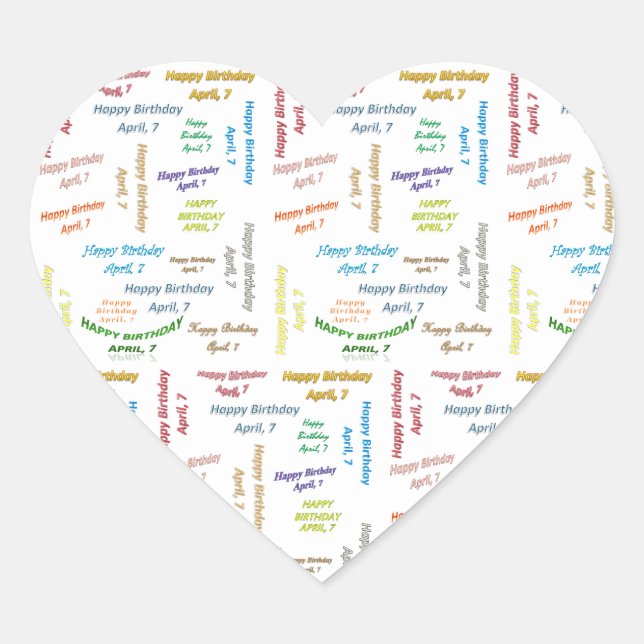 Pegatina En Forma De Corazón Abril, 7 Pegatina de cumpleaños (Anverso)