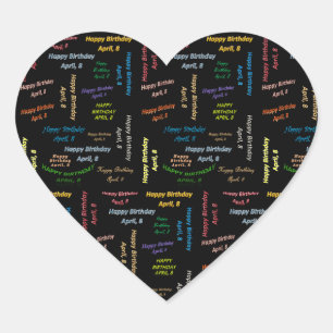 Pegatina En Forma De Corazón Abril, 8 Pegatina de cumpleaños