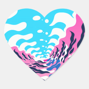 Pegatina En Forma De Corazón Abstract Dream Wave – Vibrant Surreal Flow