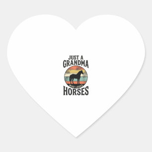 Pegatina En Forma De Corazón Abuela Que Ama Los Caballos Diseño Vintage