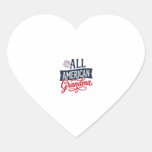 Pegatina En Forma De Corazón Abuela totalmente americana diseño de fuegos artif