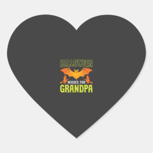 Pegatina En Forma De Corazón Abuelo de Halloween Murciélago Bruja Deseos