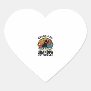 Pegatina En Forma De Corazón Abuelo Pata Abuelo Perro Retro Atardecer Bandana_1