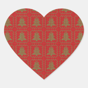 Pegatina En Forma De Corazón Acogedor patrón de suéter feo de árbol de Navidad