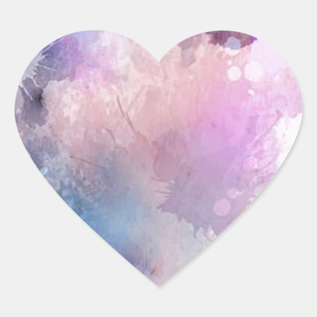 Pegatina En Forma De Corazón Acuarela (Anverso)