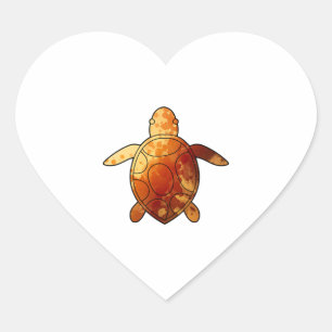 Pegatina En Forma De Corazón Acuarela amarilla de la tortuga marina