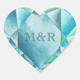 Pegatina En Forma De Corazón Acuarela Aquamarine El día de San Valentín Corazón