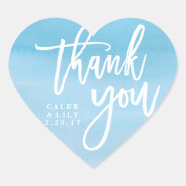 Pegatina En Forma De Corazón acuarela azul con forma de corazón Gracias pegatin