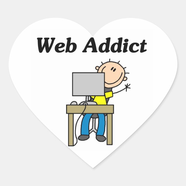 Pegatina En Forma De Corazón Adicto a la Web (Anverso)
