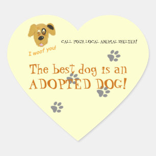 Pegatina En Forma De Corazón ¡Adopta un perro!-Refugio animal/rescate