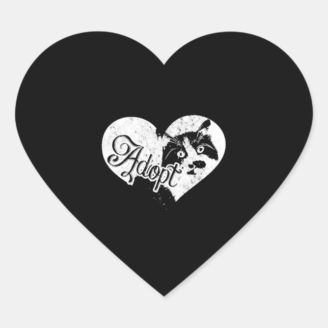 PEGATINA EN FORMA DE CORAZÓN ADOPTAR CAT (Anverso)