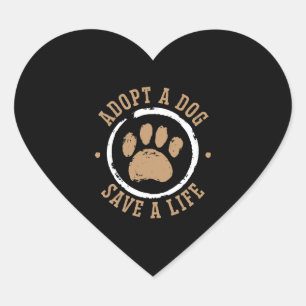 Pegatina En Forma De Corazón Adoptar Un Perro Salvar Una Vida Rescate De Los De