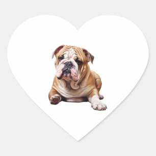 Pegatina En Forma De Corazón Adorable Bulldog inglés pipa - Mascota final por