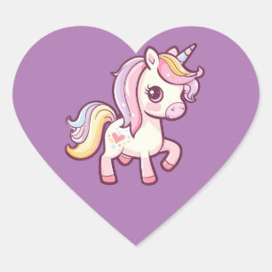 Pegatina En Forma De Corazón Adorable Cute Pastel Unicorn