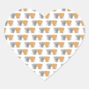 Pegatina En Forma De Corazón Adorable Fluffy Kittens Ilustracion Cat Art