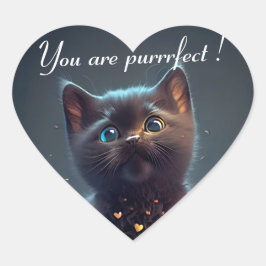 Pegatina En Forma De Corazón Adorable Gatito Negro: ¡Eres perfecto!