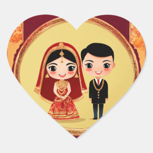 Pegatina En Forma De Corazón Adorable invitación tradicional de bodas para Megh