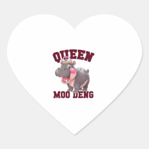 Pegatina En Forma De Corazón Adorable REINA MOO DENG Mamá Bebé Hippo Princesa C