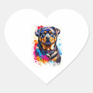 Pegatina En Forma De Corazón Adorable Rottweiler