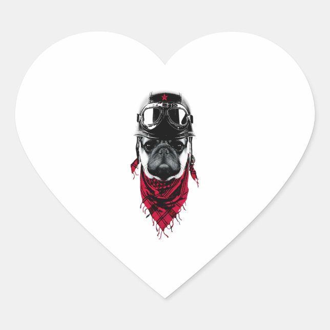Pegatina En Forma De Corazón Adventurer Pug (Anverso)