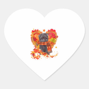 Pegatina En Forma De Corazón Affenpinscher Con Corazón De Hojas De Otoño