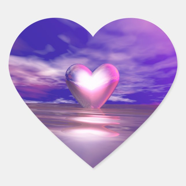 Pegatina En Forma De Corazón Afloat del corazón rosado (Anverso)