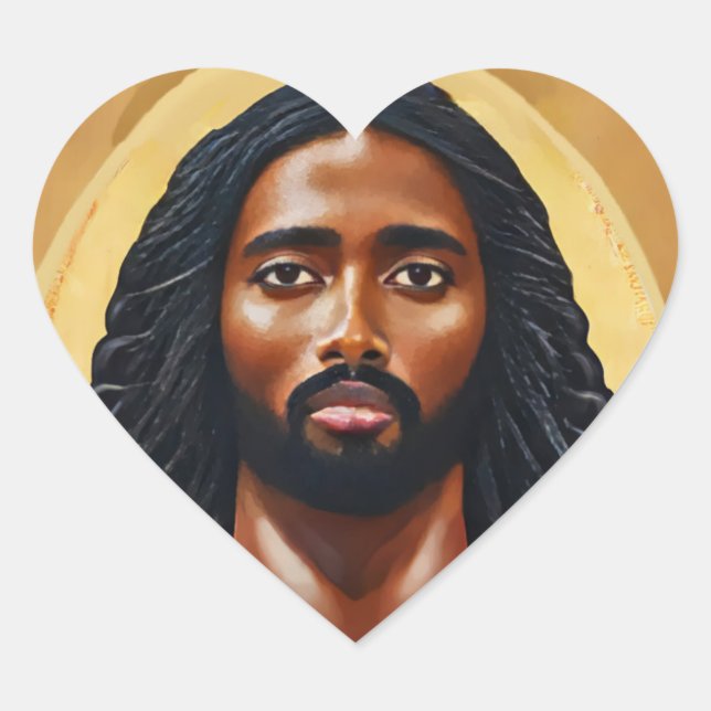 Pegatina En Forma De Corazón África negra Jesucristo Arte Religioso (Anverso)