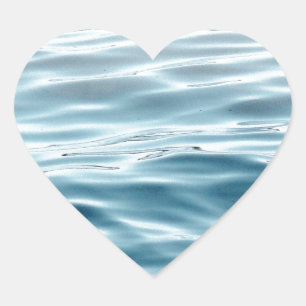 Pegatina En Forma De Corazón Agua azul ondulada