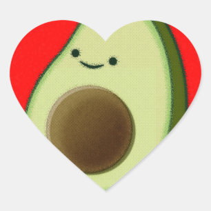 Pegatina En Forma De Corazón Aguacate lindo en el corazón rojo