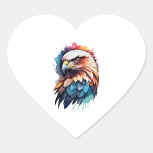 Pegatina En Forma De Corazón Águila colorida